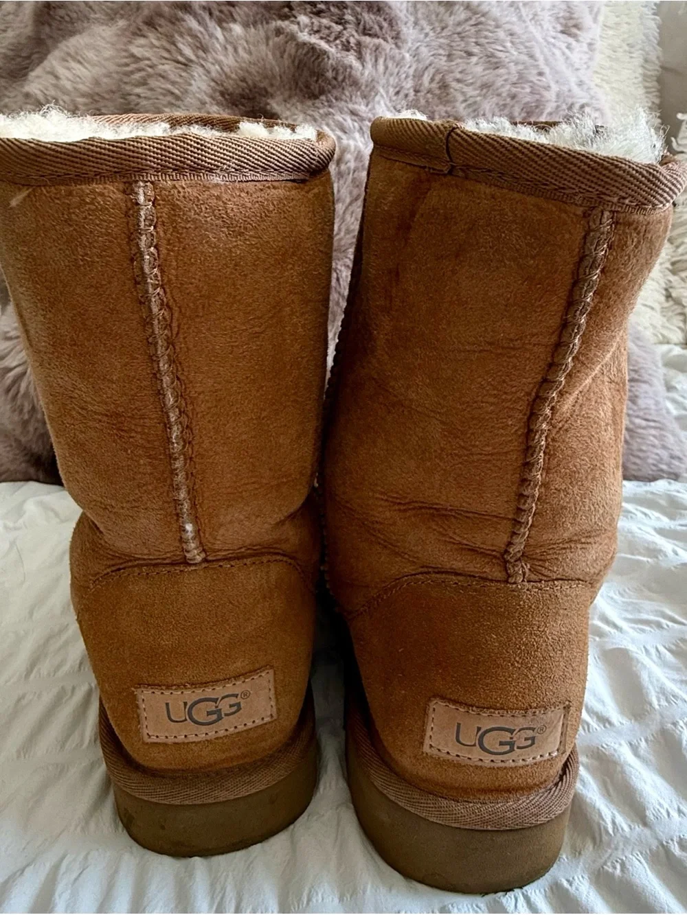 UGG Chestnut Suede Shearling-Lined Winter Boots - Women